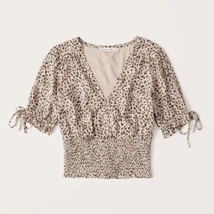 Abercrombie and Fitch Tie-Sleeve Smocked Waist Top